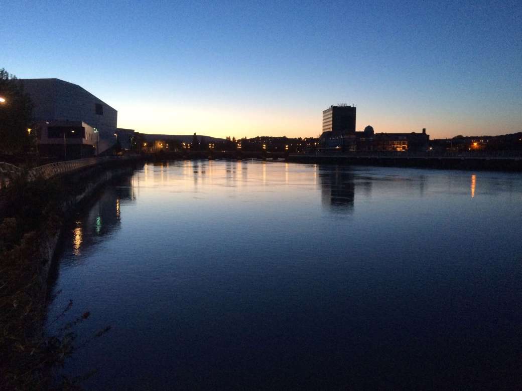 River towards town bridge